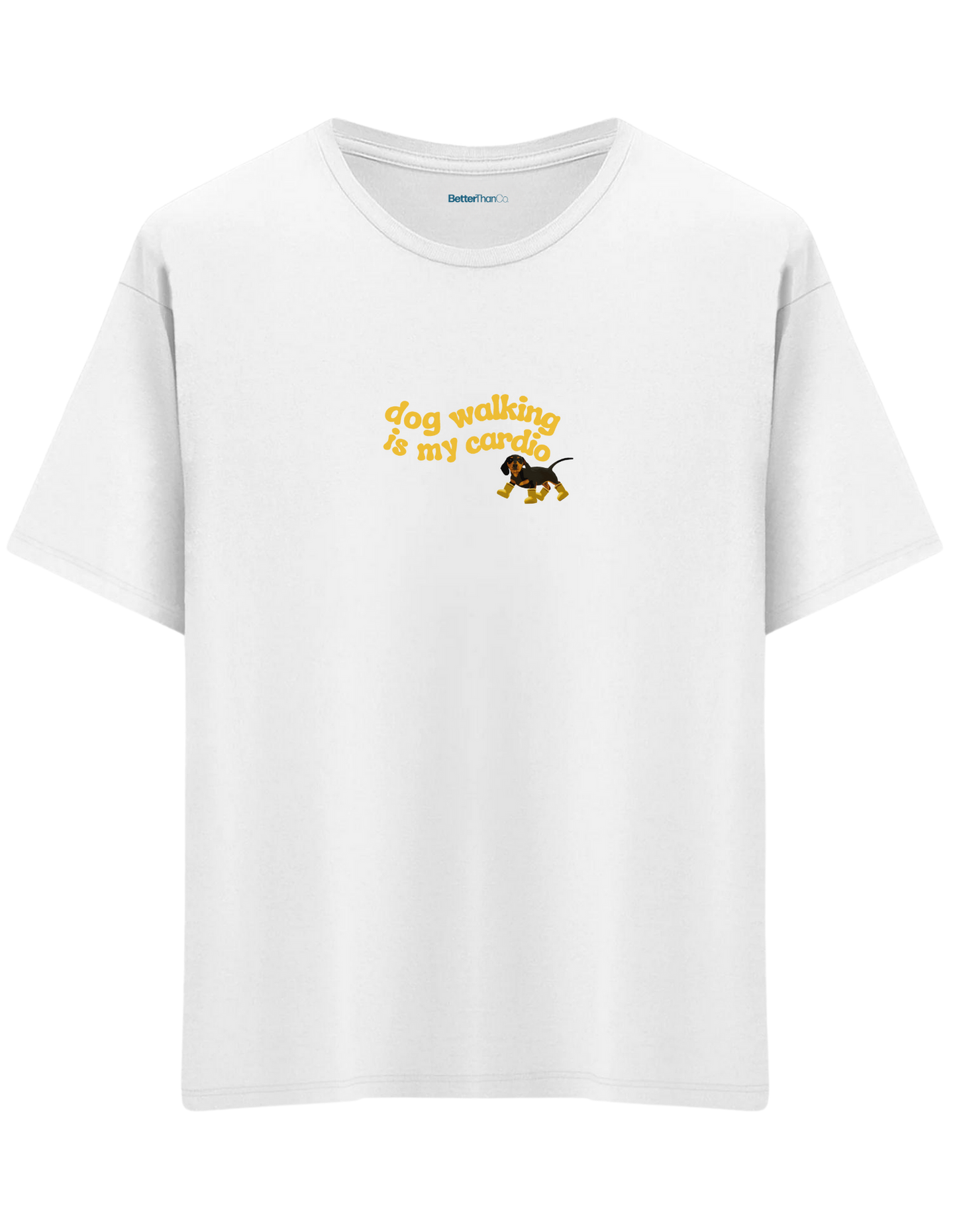 Dog Walking Baskılı Bisiklet Yaka Oversize T-shirt