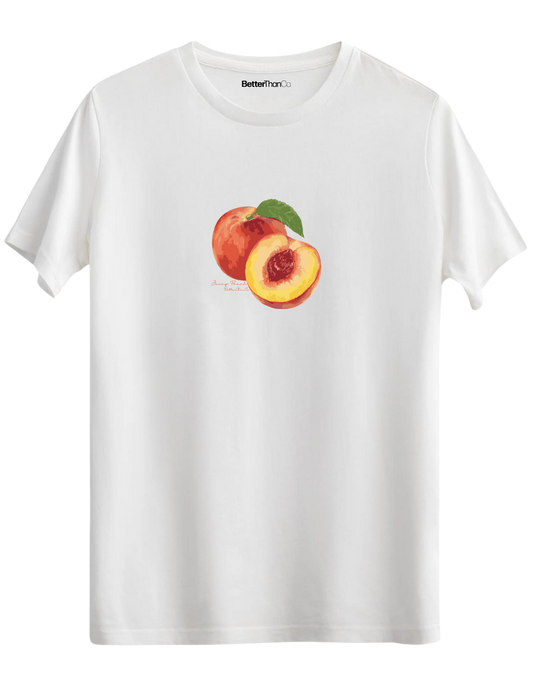 Peach Baskılı Bisiklet Yaka Regular T-shirt