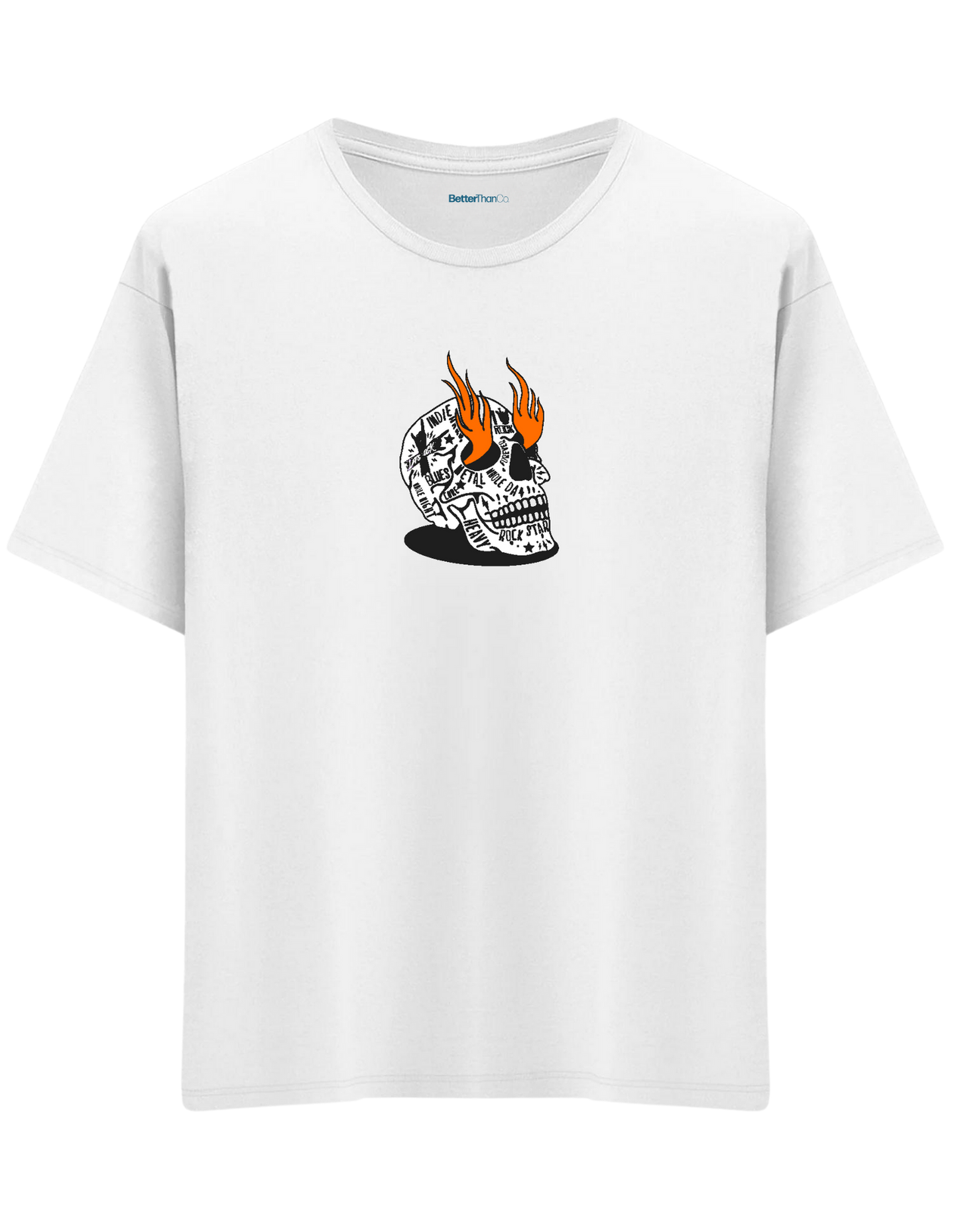 Rock Star Baskılı Bisiklet Yaka Oversize T-shirt