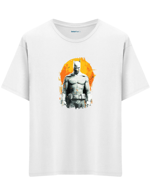 Whiteman Baskılı Bisiklet Yaka Oversize T-shirt