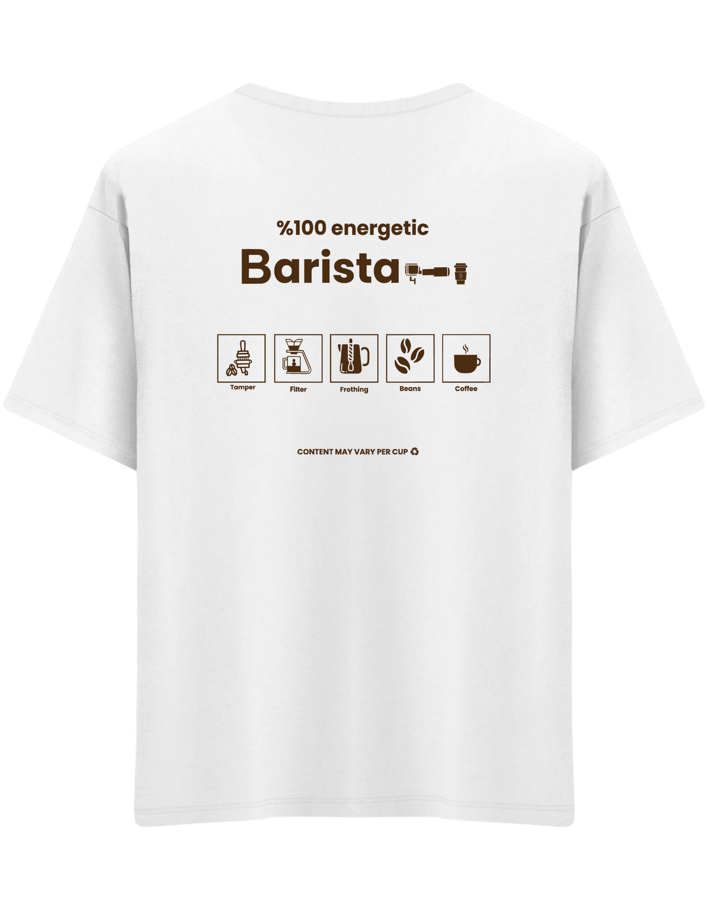 Barista Baskılı Bisiklet Yaka Oversize T-shirt