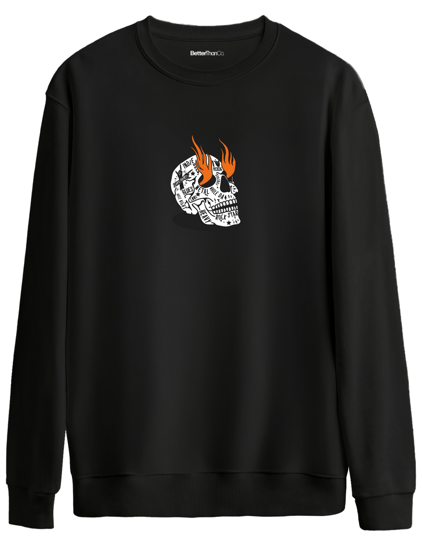 Rock Star Baskılı Bisiklet Yaka Oversize Sweatshirt