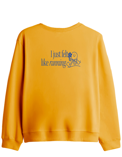 Running Baskılı Bisiklet Yaka Sweatshirt