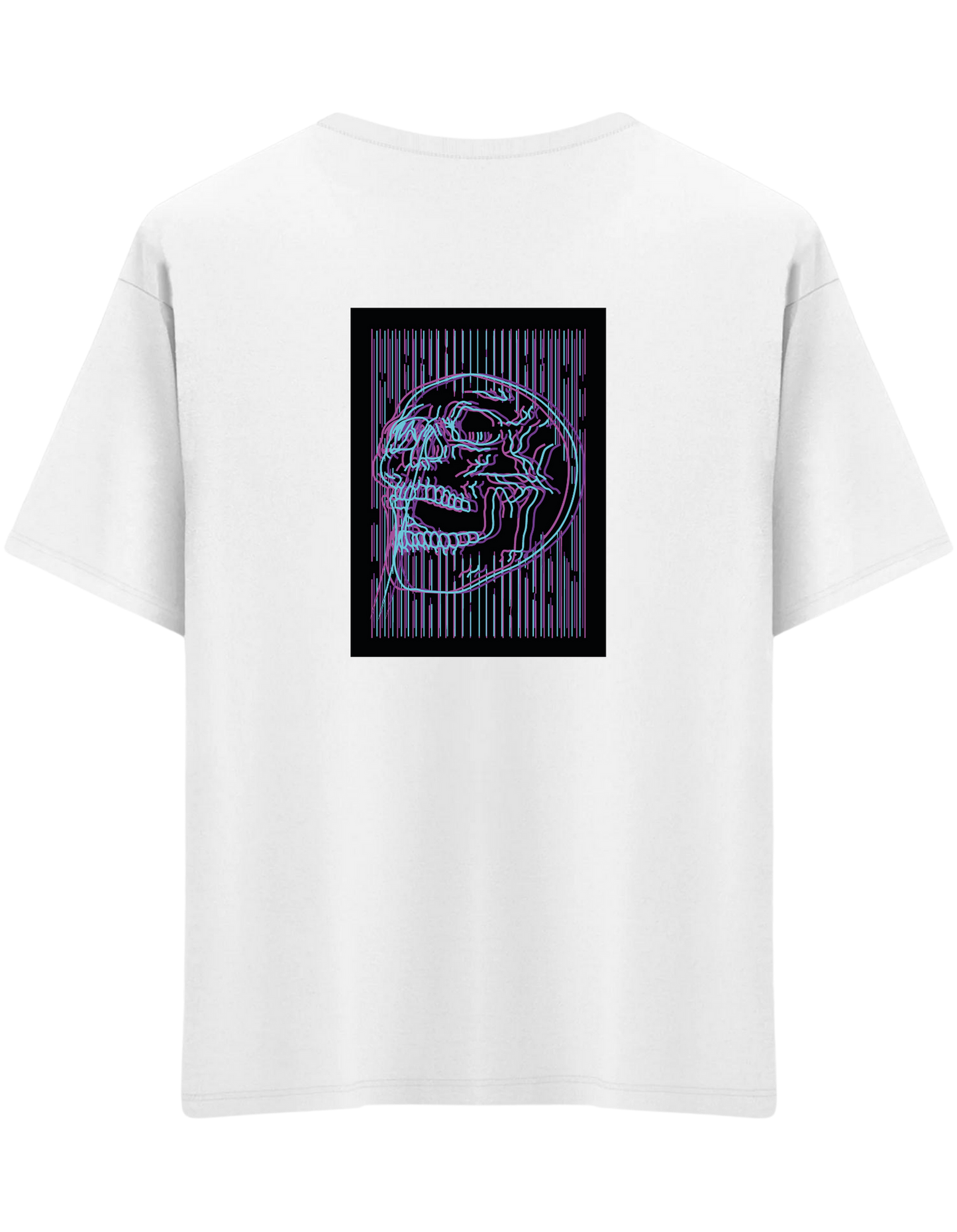 Neon Baskılı Bisiklet Yaka Oversize T-shirt