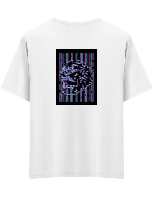 Neon Baskılı Bisiklet Yaka Oversize T-shirt