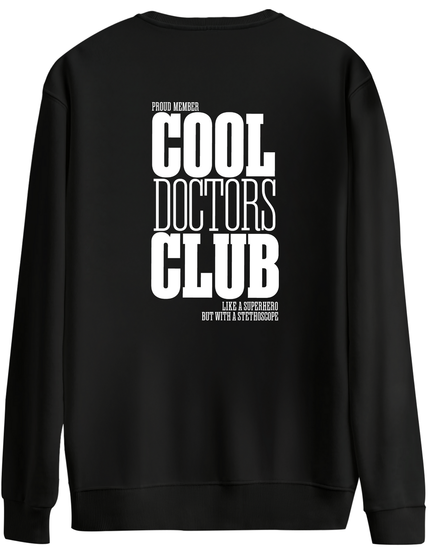 Cool Doctors Club Baskılı Bisiklet Yaka Oversize Sweatshirt