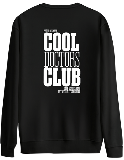 Cool Doctors Club Baskılı Bisiklet Yaka Oversize Sweatshirt