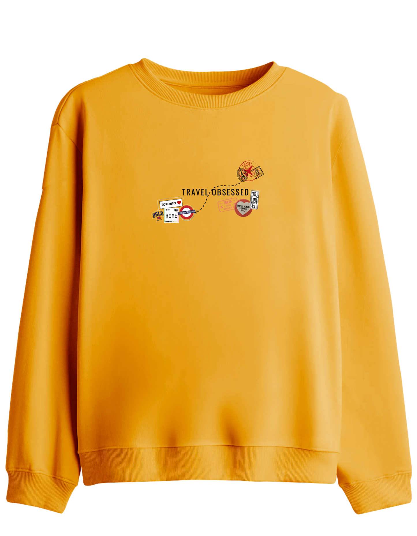 Travel Obsessed Baskılı Bisiklet Yaka Sweatshirt