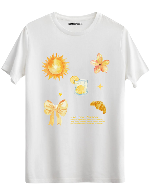 Yellow Person Baskılı Bisiklet Yaka Regular T-shirt