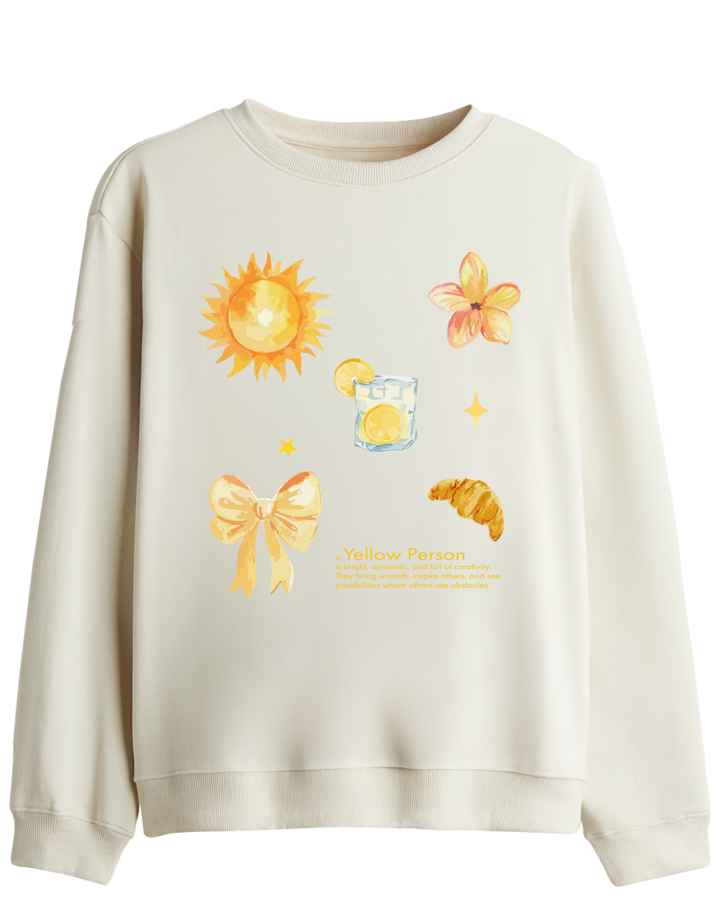 Yellow Person Baskılı Bisiklet Yaka Sweatshirt