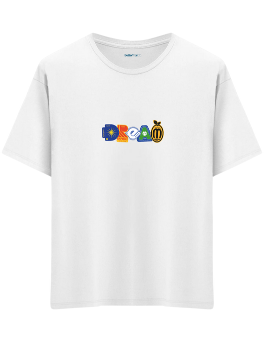 Dream Baskılı Bisiklet Yaka Oversize T-shirt