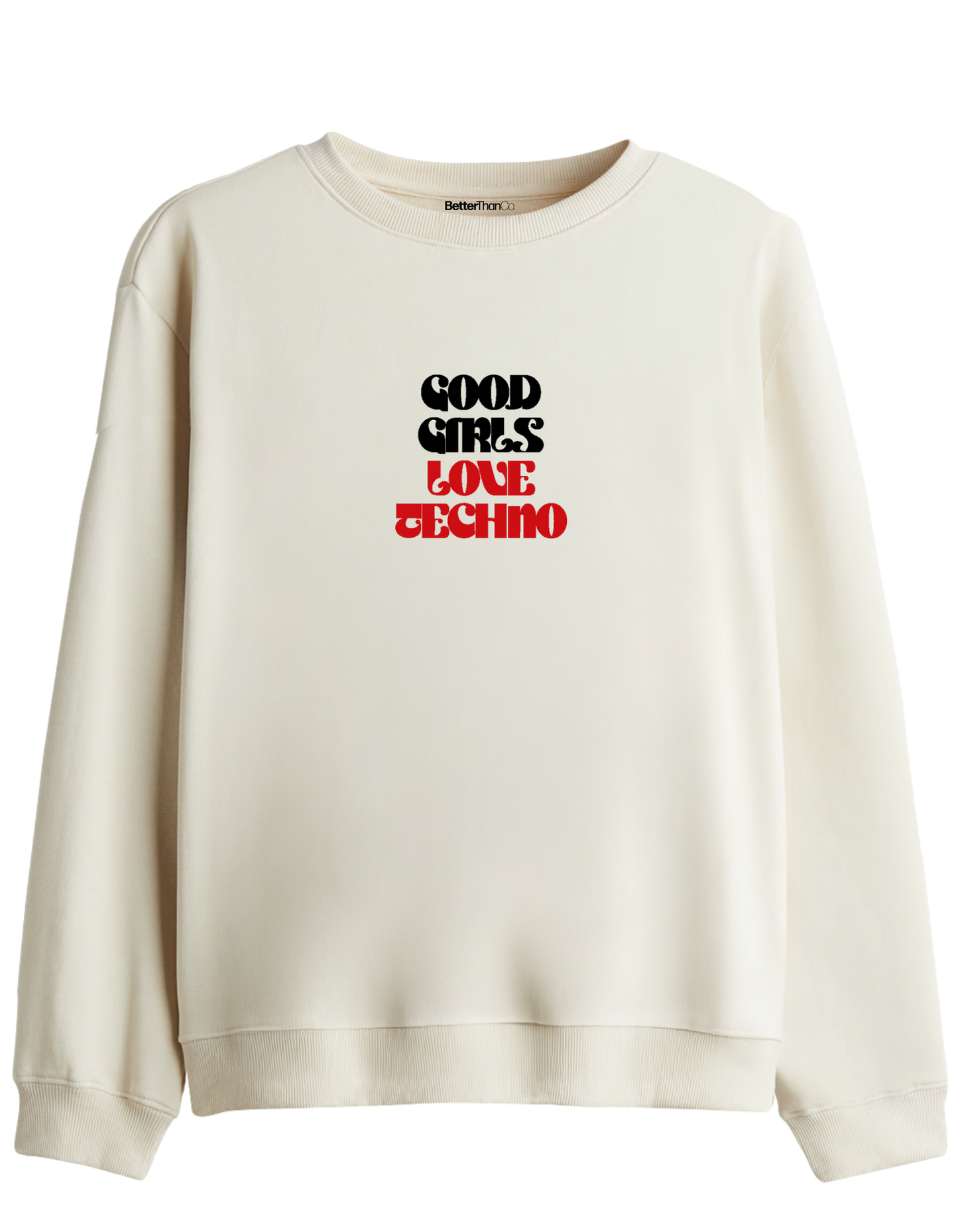 Techno Baskılı Bisiklet Yaka Sweatshirt