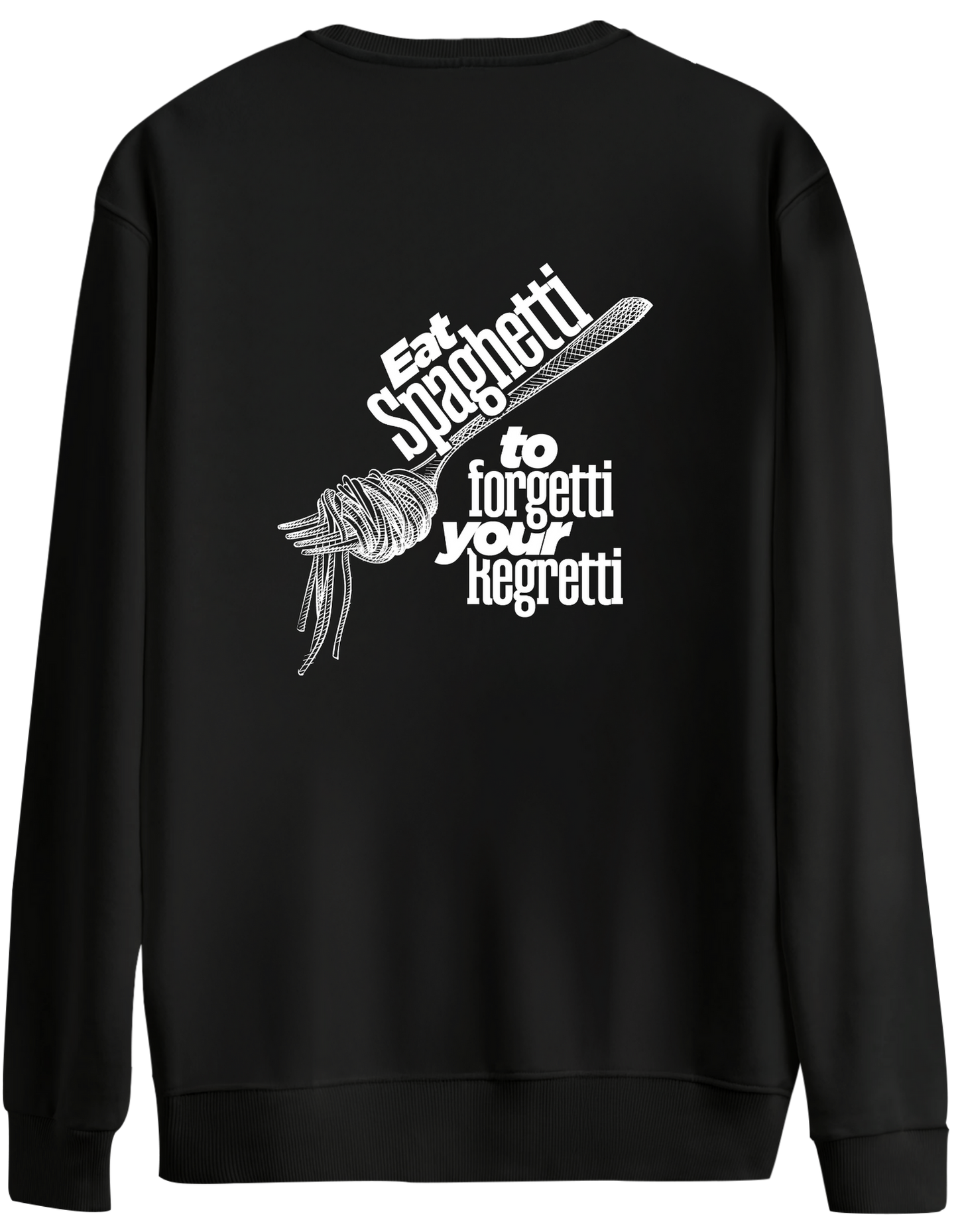 Spaghetti Baskılı Bisiklet Yaka Oversize Sweatshirt