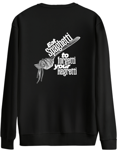 Spaghetti Baskılı Bisiklet Yaka Oversize Sweatshirt