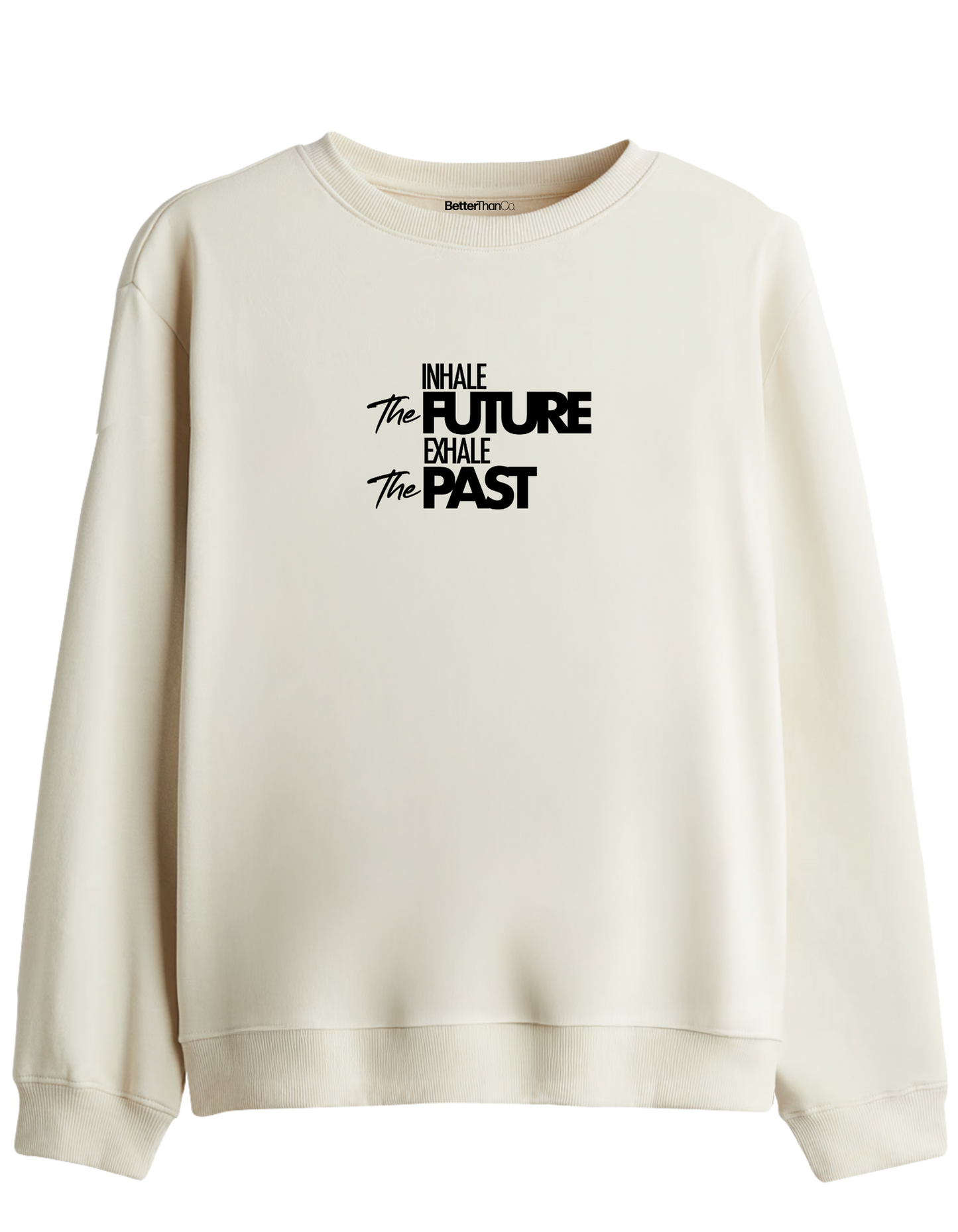 Inhale Exhale Baskılı Bisiklet Yaka Sweatshirt