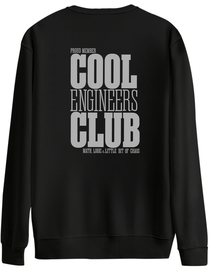 Cool Engineers Club Baskılı Bisiklet Yaka Oversize Sweatshirt