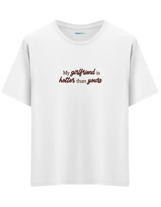 My Girlfriend Baskılı Bisiklet Yaka Oversize T-shirt