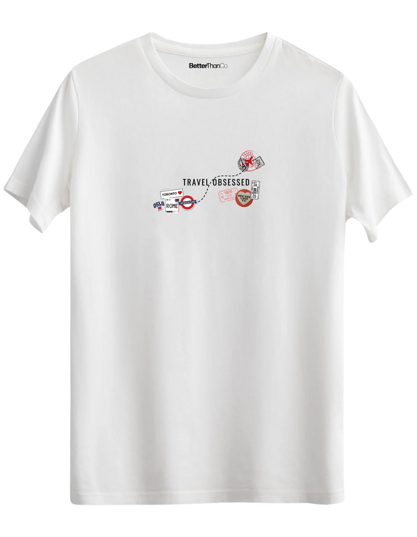 Travel Obsessed Baskılı Bisiklet Yaka Regular T-shirt