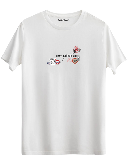 Travel Obsessed Baskılı Bisiklet Yaka Regular T-shirt