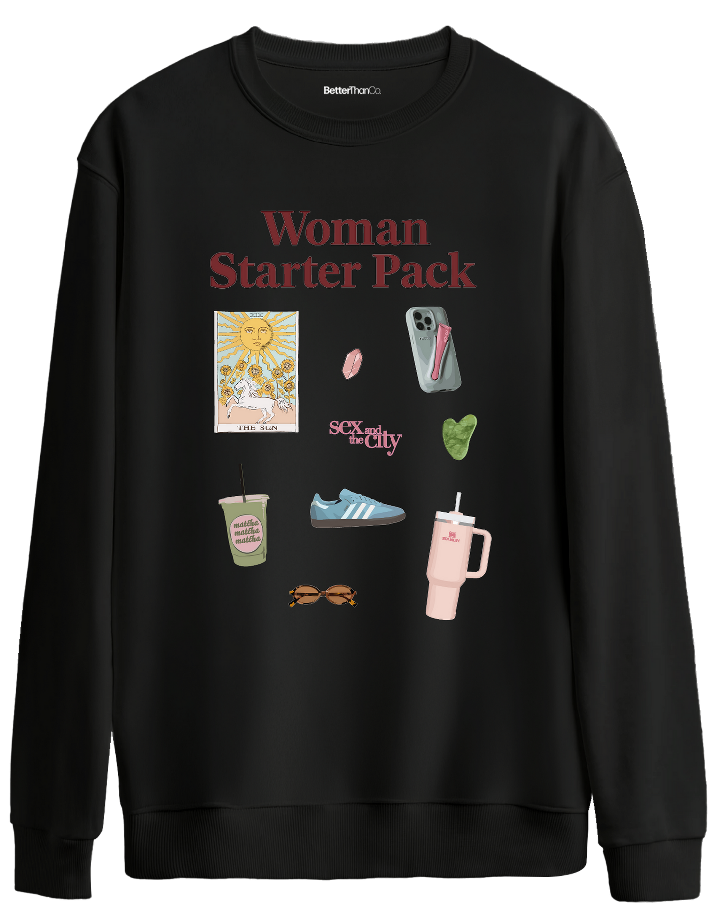 Woman Starter Pack Baskılı Bisiklet Yaka Oversize Sweatshirt