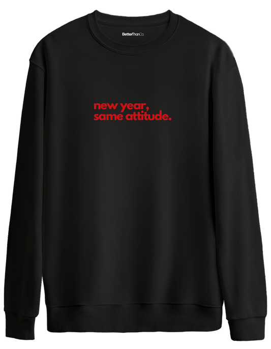 Happy New Year Baskılı Bisiklet Yaka Oversize Sweatshirt