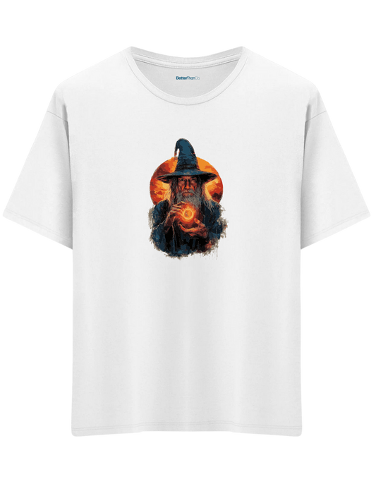 The Power Of The Ring Baskılı Bisiklet Yaka Oversize T-shirt