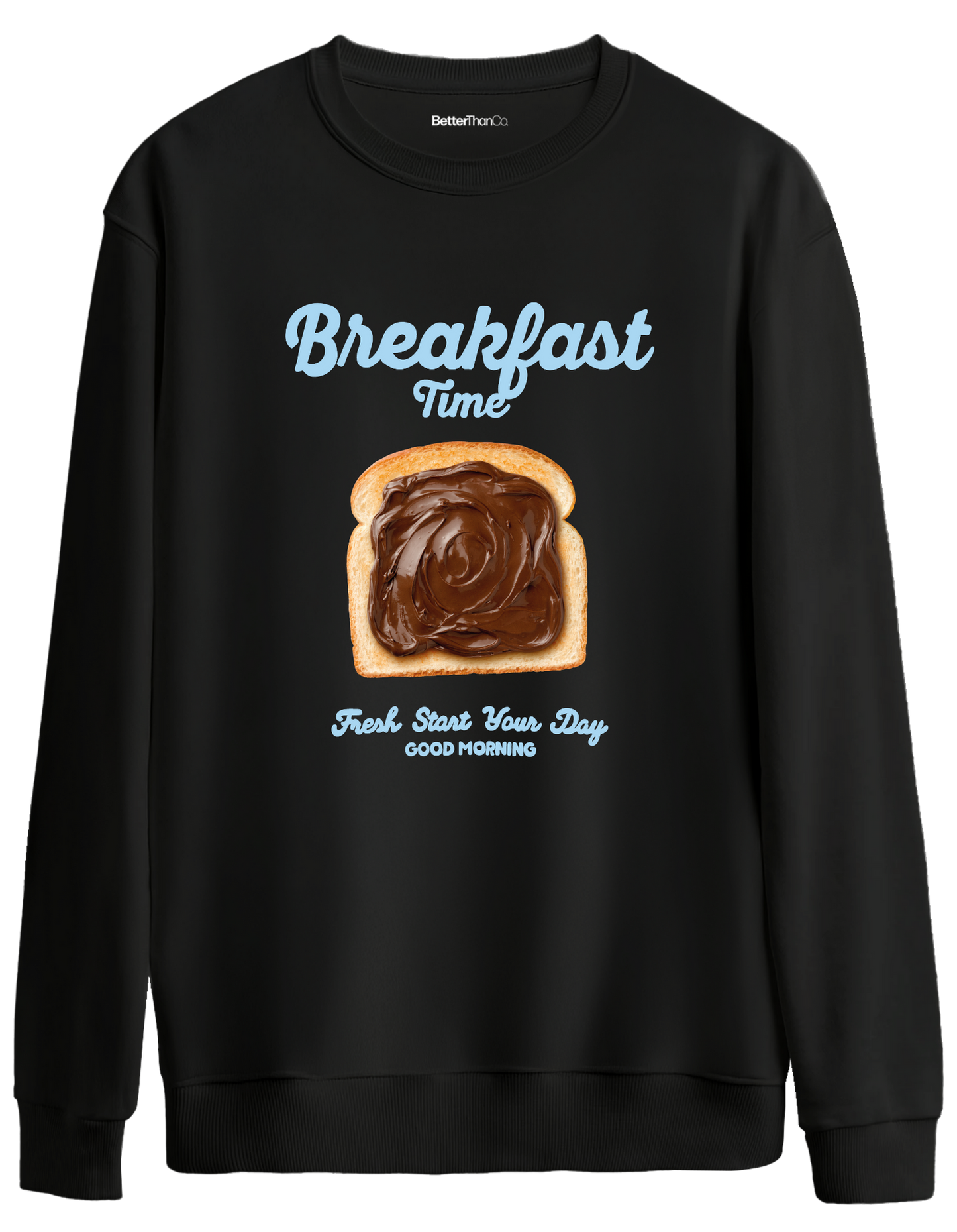 Breakfast Time Baskılı Bisiklet Yaka Oversize Sweatshirt