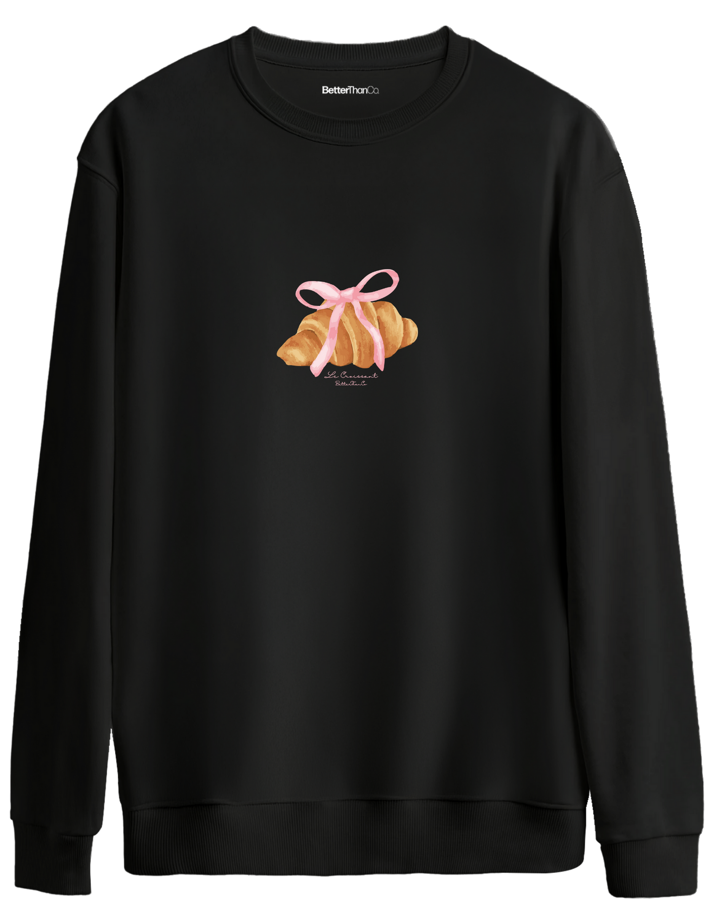 Kruvasan Baskılı Bisiklet Yaka Oversize Sweatshirt