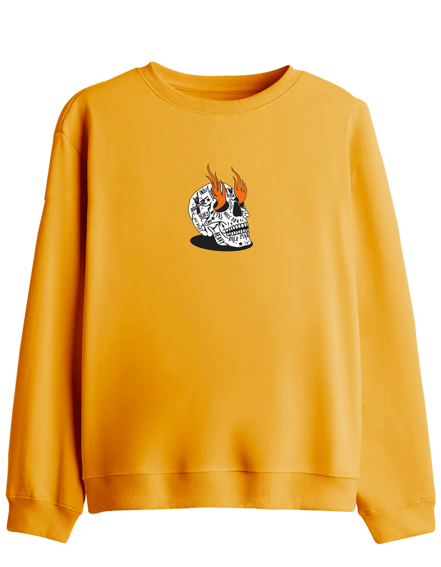 Rock Star Baskılı Bisiklet Yaka Sweatshirt