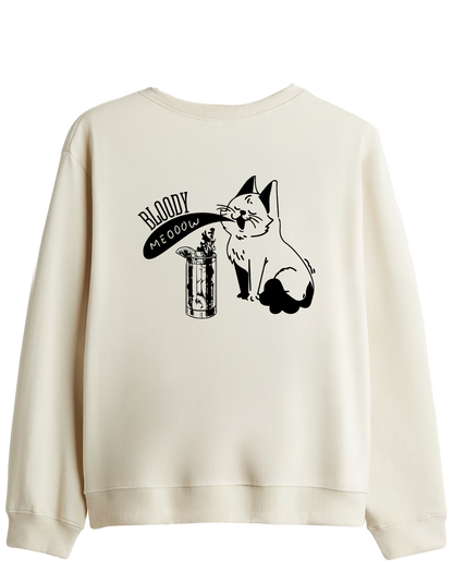 Bloody Meow Baskılı Bisiklet Yaka Sweatshirt