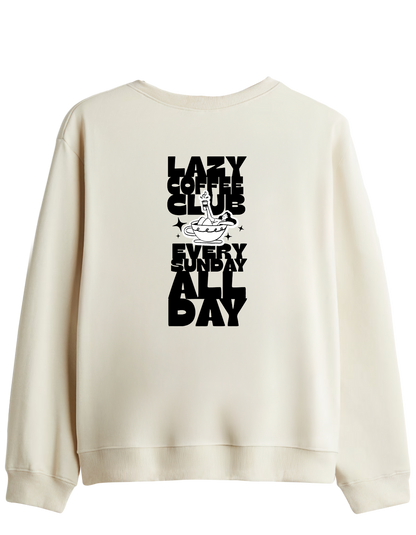 Lazy Coffee Club Baskılı Bisiklet Yaka Sweatshirt