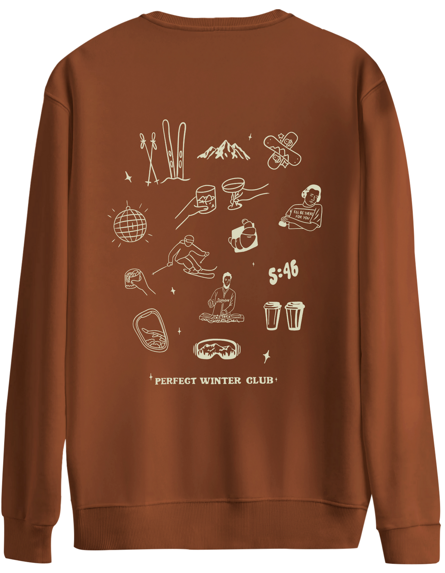 Winter Club Baskılı Bisiklet Yaka Oversize Sweatshirt