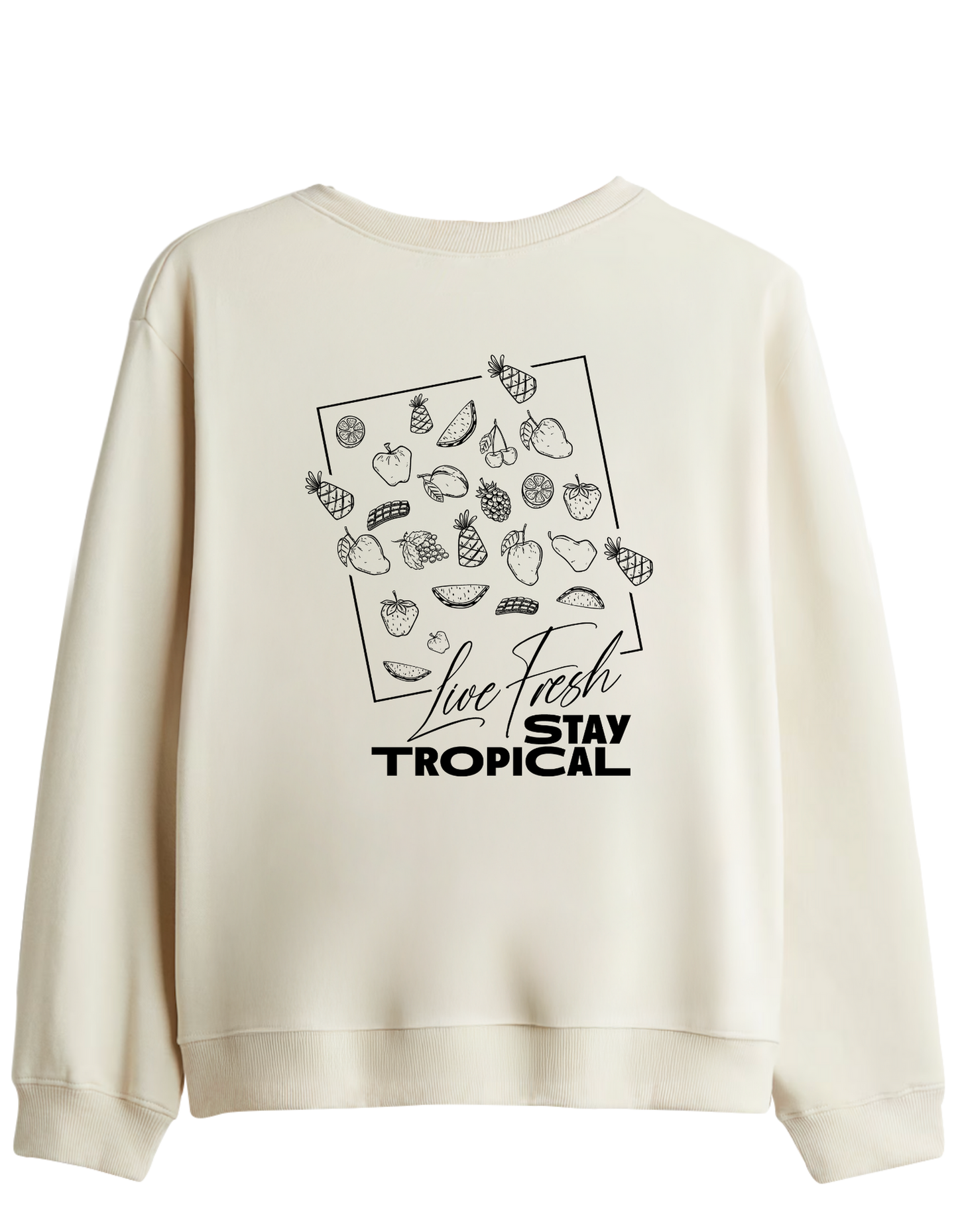 Tropical Baskılı Bisiklet Yaka Sweatshirt