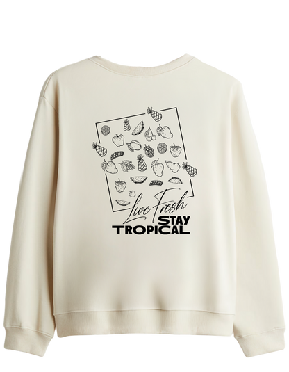 Tropical Baskılı Bisiklet Yaka Sweatshirt