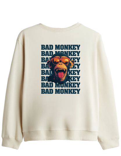 Bad Monkey Baskılı Bisiklet Yaka Sweatshirt