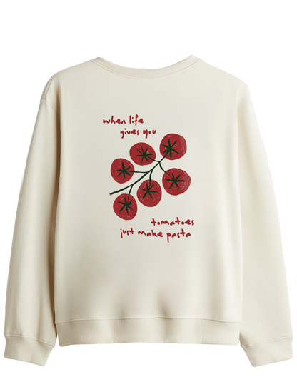 Tomatoes Baskılı Bisiklet Yaka Sweatshirt