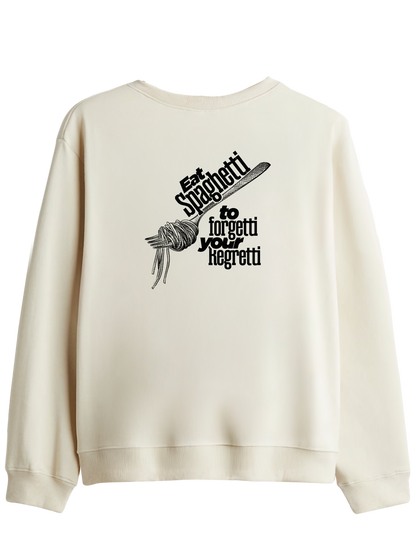 Spaghetti Baskılı Bisiklet Yaka Sweatshirt
