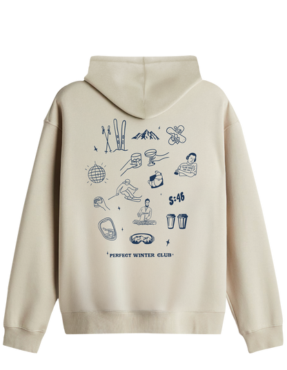 Winter Club Baskılı Unisex Kapüşonlu Yaka Hoodie