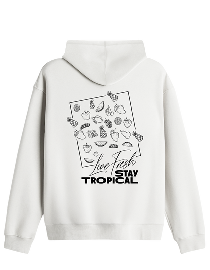 Tropical Baskılı Unisex Kapüşonlu Yaka Hoodie