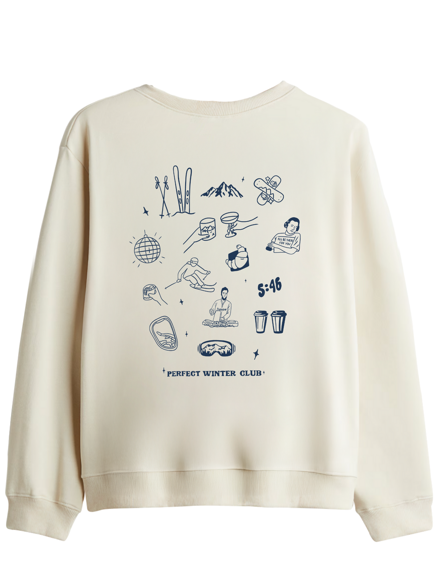 Winter Club Baskılı Bisiklet Yaka Sweatshirt