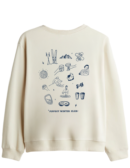 Winter Club Baskılı Bisiklet Yaka Sweatshirt