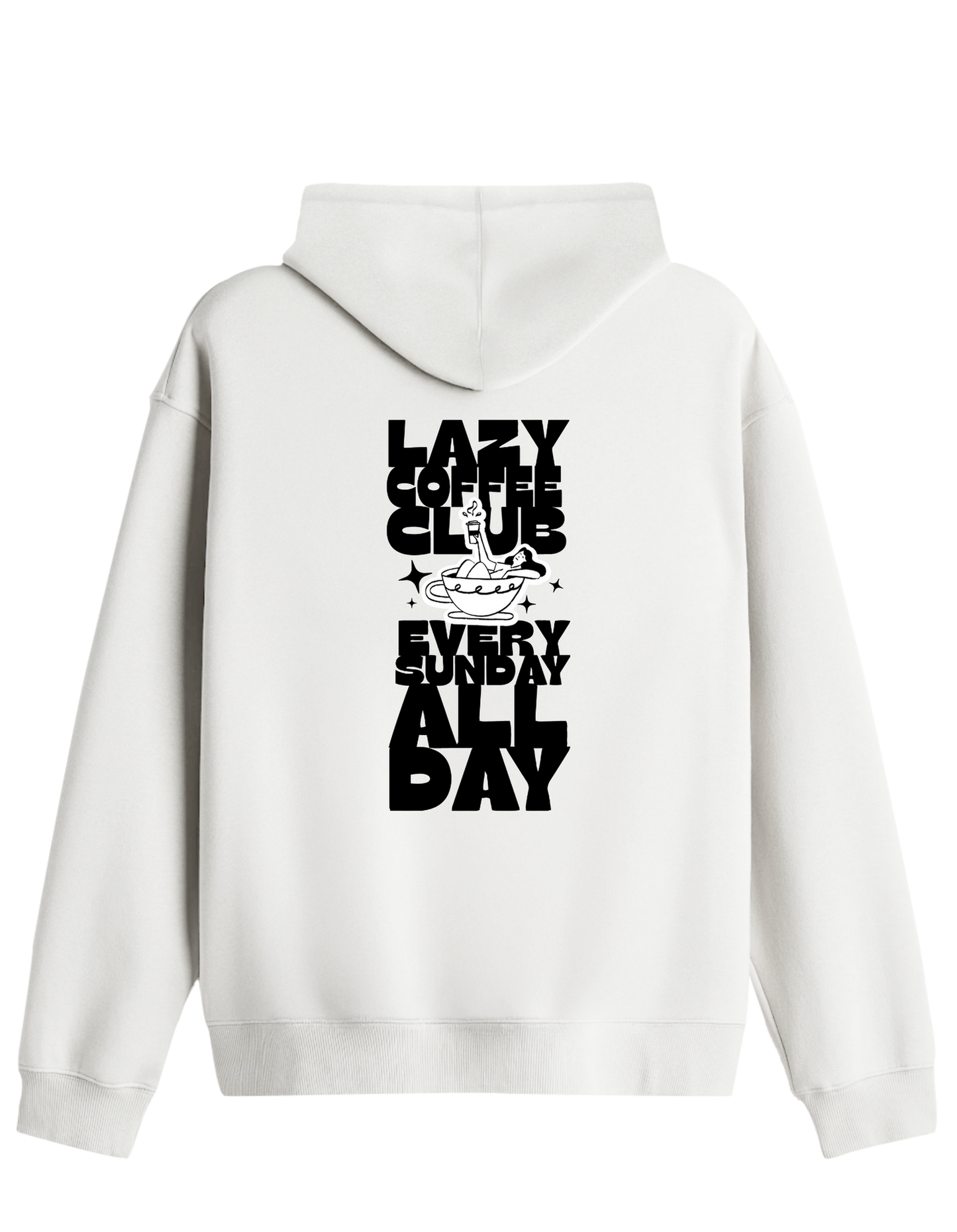 Lazy Coffee Club Baskılı Unisex Kapüşonlu Yaka Hoodie