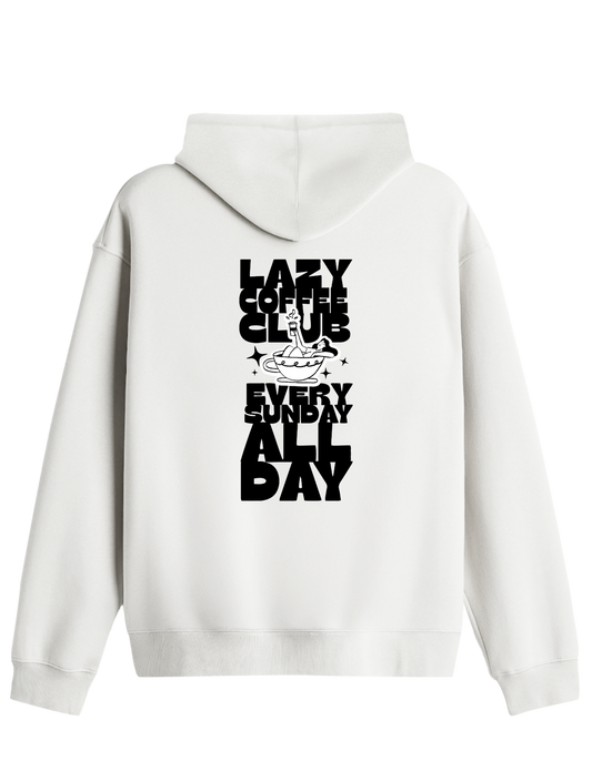 Lazy Coffee Club Baskılı Unisex Kapüşonlu Yaka Hoodie