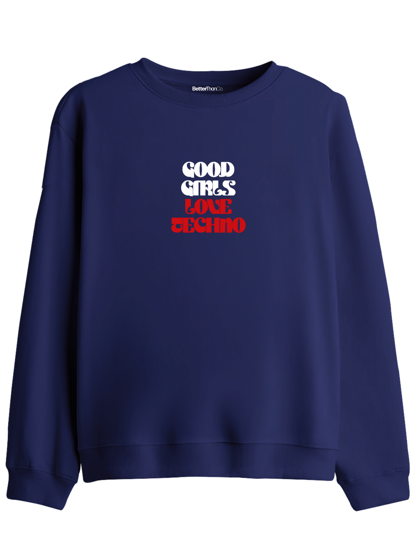 Techno Baskılı Bisiklet Yaka Sweatshirt