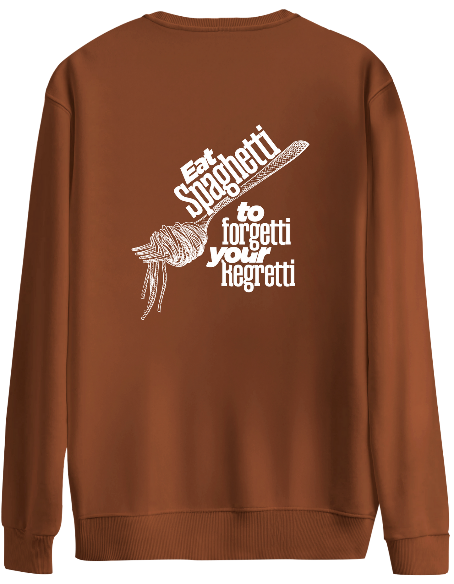 Spaghetti Baskılı Bisiklet Yaka Oversize Sweatshirt