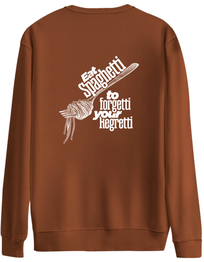 Spaghetti Baskılı Bisiklet Yaka Oversize Sweatshirt