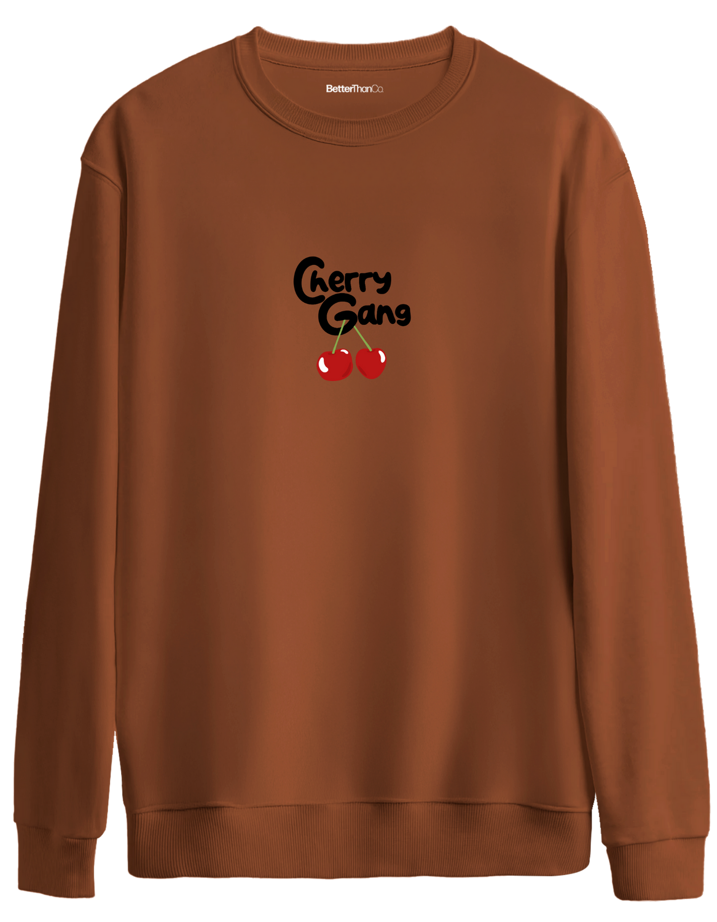 Cherry Gang Baskılı Bisiklet Yaka Oversize Sweatshirt