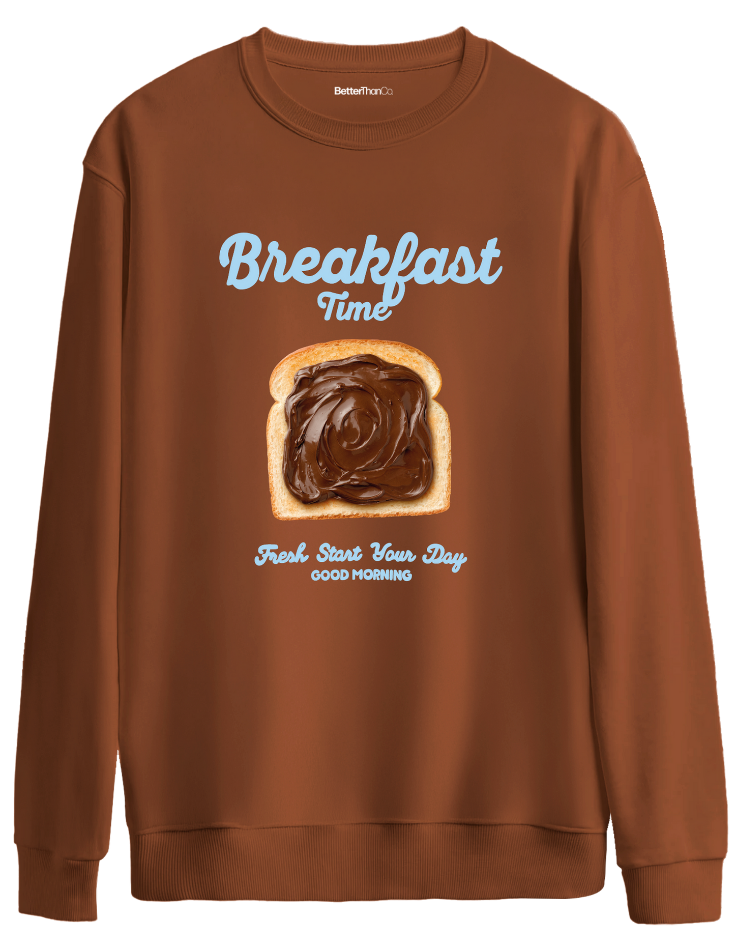 Breakfast Time Baskılı Bisiklet Yaka Oversize Sweatshirt