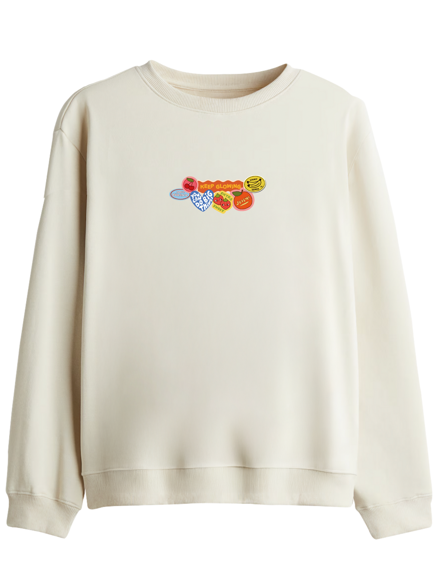 Fruits Baskılı Bisiklet Yaka Sweatshirt