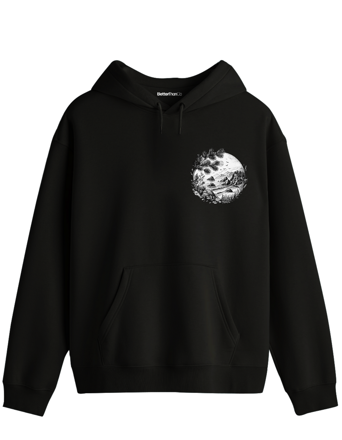 Nature Baskılı Unisex Kapüşonlu Yaka Hoodie